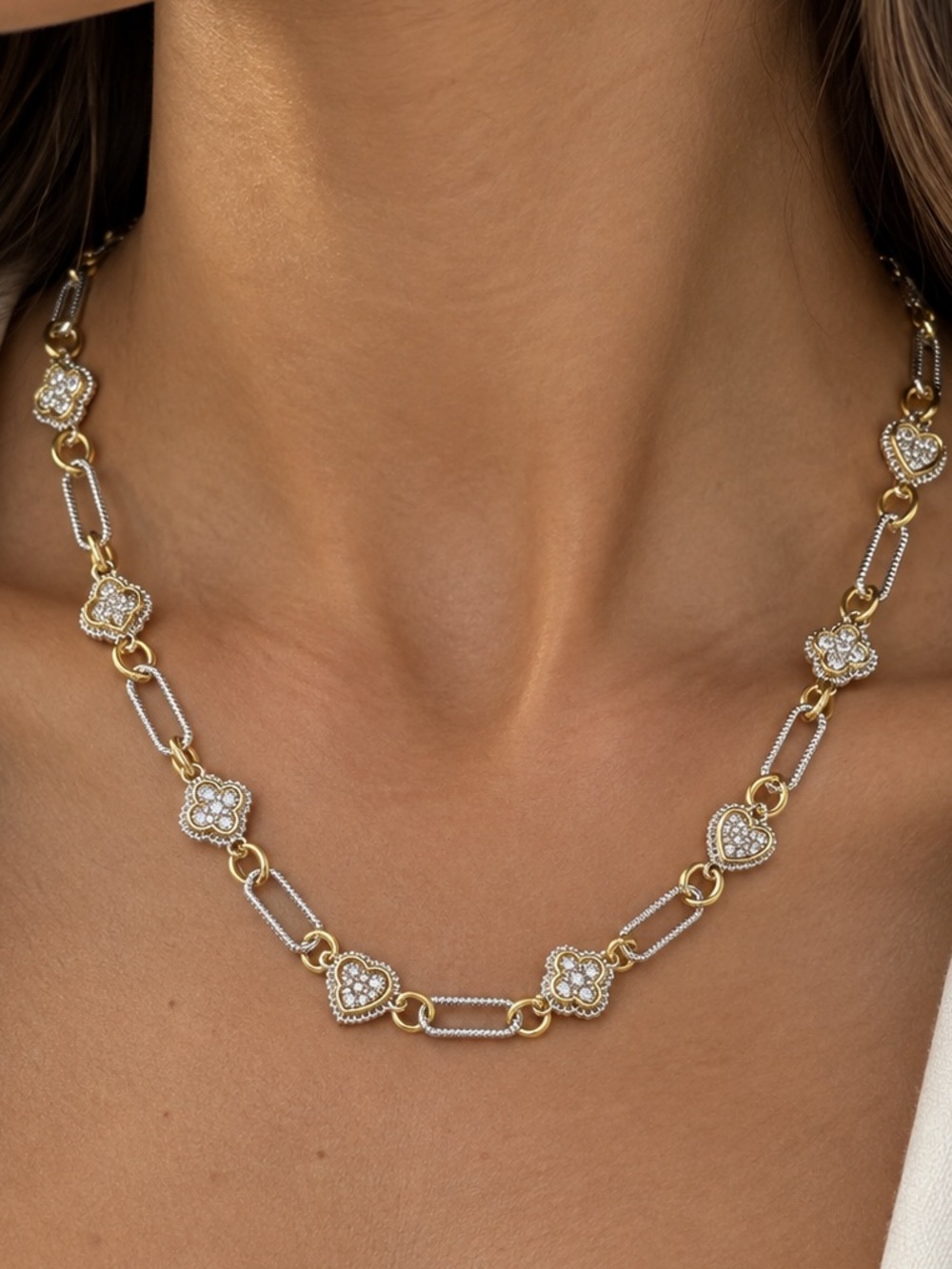 Two-Tone Pavé Station Necklace
